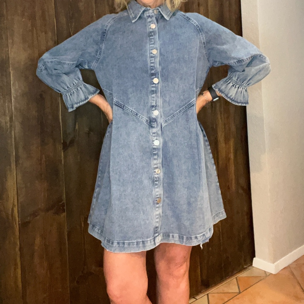 Blueb Boutique Collection Denim Shirt Dress